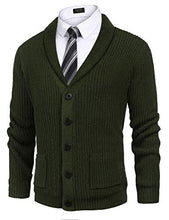 Load image into Gallery viewer, COOFANDY Men's Shawl Collar Cardigan Sweater Slim Fit Cable Knit Button up Sweater with Pockets
