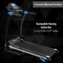 Load image into Gallery viewer, SereneLife Smart Digital Folding Treadmill - Electric Foldable Exercise Fitness Machine, Large Running Surface, 3 Incline Settings, 16 Preset Program, Sports App for Running & Walking (SLFTRD25)
