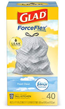 Load image into Gallery viewer, Glad ForceFlex Tall Kitchen Drawstring Trash Bags, Fresh Clean, 13 Gal, 40 Ct (Package May Vary)