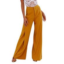 Load image into Gallery viewer, GoodLock Women High Waist Pants OL Loose Stretch Wide Leg Long Pants Palazzo Trousers (Yellow, Small)