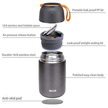 Load image into Gallery viewer, Insulated Lunch Containers Hot Food Jar, 2 Pack Vacuum Soup Thermos Food Flask, 24 oz+17 oz Stainless Steel Bento Lunch Box Keep Hot/Cold with Foldable Spoon & Fork for Kids Adults, Pink