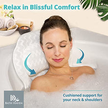 Load image into Gallery viewer, Bath Haven Bath Pillow Bathtub Pillow Back Neck Support Pillow, Spa Cushion for Tub, Relaxing Headrest Bath Pillow, Portable Washable Bathtub Accessories with 3D Air Mesh Thick Soft Bath Pillow, White