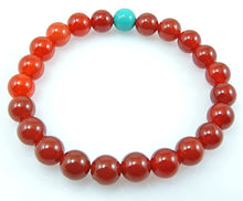 Load image into Gallery viewer, Chakra Crafts Carnelian Stretch Bracelet for Meditation Healing Wrist mala cg-3 (Carnelian with Turquoise)