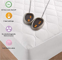 Load image into Gallery viewer, Beautyrest Cotton Blend Heated Mattress Pad Secure Comfort Technology - Luxury Quilted Electric Mattress Pad with Deep Pocket - 5-Setting Heat Controllers, Queen, White