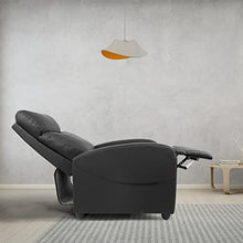 Load image into Gallery viewer, Living Room Recliner Chair, PU Leather Adjustable Single Recliner Sofa Home Theater Seating Reading Chair for Bedroom, Dark Black