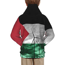 Load image into Gallery viewer, Palestine Flag Print Hoodies Kids 3D Print Sweatshirts Long Sleeve Pullover Hoodies with Pocket for Teen Boys and Girls Black