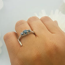 Load image into Gallery viewer, Dazzlingrock Collection 1.00 Carat (ctw) 14k Round White And Blue Diamond 3 Stone Ladies Bridal Engagement Ring 1 CT, White Gold, Size 5.5