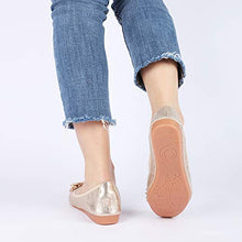 Load image into Gallery viewer, Stylein Womens Foldable Rhinestone Flats Ballet Bling Slip On Loafers Gold