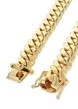 Load image into Gallery viewer, The Diamond Deal Mens Hollow 14K Yellow Gold Shiny Miami Cuban Link Chain Mens Bracelet with Secure Box-Lock Clasp (8.5", or 9 inch)