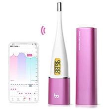 Load image into Gallery viewer, Digital Basal Thermometer, High-Precision Oral Thermometer with Backlit & LCD, 1/100th Degree and Memory Recall Thermometer with APP(iOS & Android) for Nature Family Planning and Fever, Purple