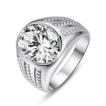 Load image into Gallery viewer, BONLAVIE Mens Vintage Rings with White Cubic Zirconia CZ 925 Sterling Silver Wedding Band Engagement Ring Size 9