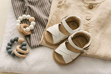 Load image into Gallery viewer, Babe Basics, Teething Rattle for Babies, Natural Wood & BPA-Free Silicone Teether - Grey Clouds