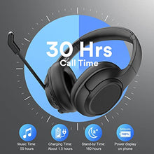 Load image into Gallery viewer, EKSA Bluetooth Headsets with Microphone & USB Dongle, 30 Hours Talk Time & 33ft Range, AI Environmental Noise Cancelling Mic, Over-Ear Wireless Headphone for PC/Laptop/Computer/Home/Work/Office/Zoom