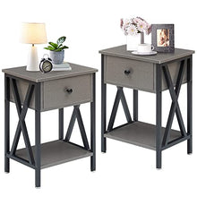 Load image into Gallery viewer, VECELO Nightstands, Grey End Side Table Modern Night Stand Set of 2 with Drawer &Storage Shelf for Bedroom Living Room Office Lounge, 2, Hpry