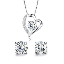 Load image into Gallery viewer, Turantu Gift for Women 925 Sterling Silver Forever Love Heart Pendant Necklace&Earrings Set