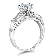 Load image into Gallery viewer, TWJC 14k White Gold Solid Wedding Engagement Ring and Wedding Band 2 Piece Set - Size 7.5