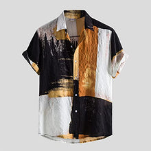 Load image into Gallery viewer, ZHUER Men's Cotton Linen Shirts Short Sleeve Summer Floral Button Down Hawaiian Shirt Relaxed-Fit Vintage Casual Beach Tops, Large B Yellow