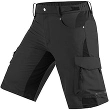 Load image into Gallery viewer, Cycorld Mens Mountain Bike Biking Shorts, Water Repellent MTB Shorts, Loose Fit Cycling Baggy Pants with Zip Pockets (Black no Underwear, L Waist:32"-34", Hip:40"-42")