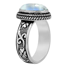 Load image into Gallery viewer, Rainbow Moonstone Ring Size 7 925 Silver Overlay Vintage Style Handmade Solitaire Ring