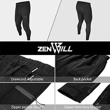 Load image into Gallery viewer, ZENWILL Mens Zip Workout Pants with Front Pocket Gym Joggers Men Casual Athletic Sweatpants(Small,Black)