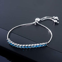 Load image into Gallery viewer, Gem Stone King 925 Sterling Silver London Blue Topaz Women's Tennis Bracelet (1.50 Total Carat Weight, Gemstone Birthstone, Fully Adjustable)