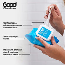 Load image into Gallery viewer, Good Clean Love Rebalance Personal Moisturizing & Cleansing Wipes, Naturally Reduces Odor & Supports Vaginal Health, pH-Balanced Feminine Hygiene Product, 30 Wipes