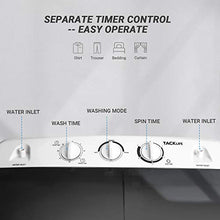 Load image into Gallery viewer, Portable Mini Twin Tub Washing Machine 17.6lbs, Washer(11lbs)&Spinner(6.6lbs), 35 mins MAX Washing Time, with Drain Hose, Inlet Water Hose, For Camping, Apartments, Dorms- TACKLIFE DSBP171