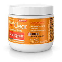 Load image into Gallery viewer, Neutrogena Rapid Clear Acne Face Pads with Salicylic Acid Acne Treatment Medicine to Fight Face Breakouts, Oil Free Pads with Maximum Strength Salicylic Acid Acne Medicine, 60 ct