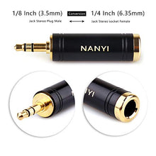 Load image into Gallery viewer, NANYI 1/4 Inch - 1/8 Inch Stereo Headphone Adapter Cables Connector, Upgrade 3.5mm - 6.35mm Jack Stereo Socket Female to Jack Stereo Plug Male for Headphone, Amp Adapte, Black 1-1 Pack