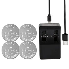 Load image into Gallery viewer, Rechargeable 2032 Battery, FITINOCH LIR2032 Button Battery Can Replace ML2032 CR2032 3v Lithium Batteries with Coin Battery Charger, 4 Count Car Remote Battery 3.7V 50mAh