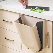 Load image into Gallery viewer, Door Hanging Garbage Can, Over The Cabinet Folding Trash Bin for Kitchen, Creative Collapsible Trash Cans, Wall Mounted Waste Basket Brown