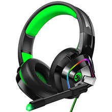 Load image into Gallery viewer, ZIUMIER Z66 Gaming Headset for PS4, PS5, Xbox One, PC, Wired Over Ear Headphone with Noise Isolation Microphone, LED RGB Light,Surround Sound for Laptop Computer, Green