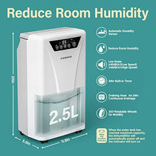 Load image into Gallery viewer, Kesnos 2500 Sq. Ft Dehumidifier for Home and Basements with Drain Hose, Water Tank, Timer, Auto Defrost