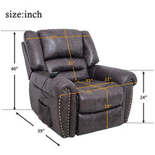 Load image into Gallery viewer, Harper&Bright Designs Smoky Brown Wilshire Series Heavy-Duty Power Lift Recliner Chair, Built-in Remote and 2 Castors,