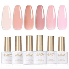 Load image into Gallery viewer, GAOY Jelly Nude Pink Gel Nail Polish Set of 6 Transparent Colors Sheer Gel Polish Kit