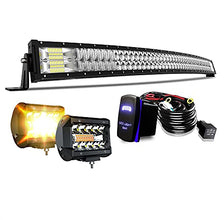 Load image into Gallery viewer, ASLONG 54 Inch LED Light Bar 312W 5D Spot Flood Combo Curved LED Bar Offroad Driving Light, 2Pcs 4 Inch White/Amber Yellow LED Pods Fog Lights, 1pcs Wiring Harness Three Gear Rocker Switch for Pickup