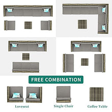 Load image into Gallery viewer, YITAHOME 8 Piece Outdoor Patio Furniture Sets, Garden Conversation Wicker Sofa Set, and Patio Sectional Furniture Sofa Set with Coffee Table and Cushion for Lawn, Backyard, and Poolside, Gray Gradient