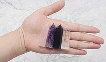 Load image into Gallery viewer, Luckeeper Healing Crystal Wands,2" Amethyst Crystal, Rose Quartz,Clear Quartz and Black Obsidian,6 Faceted Reiki Chakra Stones 4 pcs