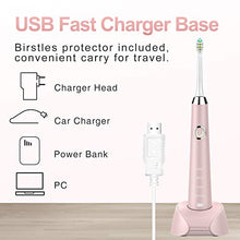 Load image into Gallery viewer, Hanasco Sonic Electric Toothbrush Rechargeable for Adults, 4 Modes with Build in 2 Mins Timer, 3 Brush Heads Included, Whitening Clean 4 Hours Charge for 30 Days Use, Soft Bristles, 38,000 VPM Pink