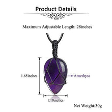 Load image into Gallery viewer, PESOENTH Amethyst Necklace Purple Quartz Crystal Dowsing Pendulum Divination Healing Necklace Cord,Natural Gemstone Teardrop Pointed Reiki Chakra Pendant
