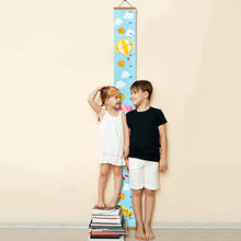 Load image into Gallery viewer, RubyRoo Baby Growth Chart - Growth Chart for Kids - Nursery or Toddler Room Wall Decor for Boy - Removable Roll Up Canvas Children Height Measure Chart with Wood Frame - 7.9" x 79" Adventure Theme