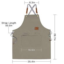 Load image into Gallery viewer, Chef Apron,Cross Back Apron for Men Women with Adjustable Straps and Large Pockets,Canvas,M-XXL (Beige)