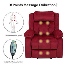 Load image into Gallery viewer, Mecor Lift Chair,Power Lift Recliner for Elderly,Fleece Massage Recliner Chair with Adjustable Headrest/Heat/Side Pockets/USB Charge Port for Living Room (Red)