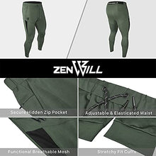 Load image into Gallery viewer, ZENWILL Mens Lightweight Workout Jogger Pants,Men's Casual Slim Fit Athletic Sweatpants with Zipper Pocket (Small,Army Green)