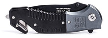 Load image into Gallery viewer, Humvee HMV-KTR-08 Recon 8 Folding Knife with Partially Serrated Stainless Steel Blade and Metal Pocket Clip, Black