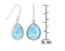 Load image into Gallery viewer, Sterling Silver High Polish Bezel-Set Natural Larimar Teardrop Earrings