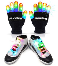Load image into Gallery viewer, The Noodley Kids Toys for Boys LED Light Up Gloves and Flashing Shoelaces Toy for Autistic Children Cosplay Halloween Costume Stocking Stuffers Ages 4 5 6 7 (Small, Black)