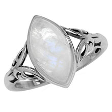 Load image into Gallery viewer, Silvershake 14X7mm Natural Marquise Shape Moonstone 925 Sterling Silver Filigree Solitaire Ring Size 8