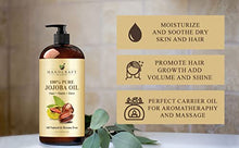 Load image into Gallery viewer, Handcraft Jojoba Oil 16 fl. oz – 100% Pure & Natural Jojoba Oil for Skin, Face, and Hair – Deeply Moisturizing Anti-Aging Jojoba Oil for Men and Women