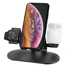 Load image into Gallery viewer, 3 in 1 Aluminum Charging Station for Apple Watch Charger Stand Dock for iWatch Series 4/3/2/1,iPad,AirPods and iPhone Xs/X Max/XR/X/8/8Plus/7/7 Plus /6S /6S Plus(Black)